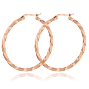 Dames Oorbellen Ringen Rose kleurig Gedraaid Edelstaal - 30mm