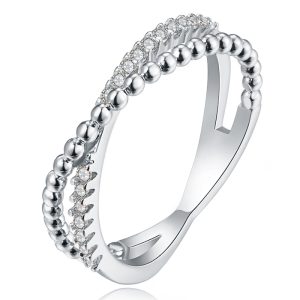 Dames Ring Verzilverd met Zirkonia-16mm
