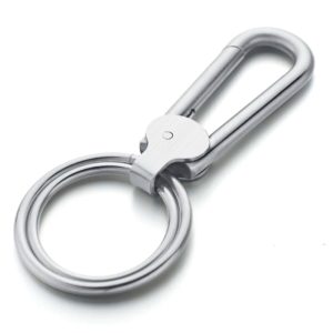 Edelstaal Sleutelhanger Zilverkleurig met Dubbel Ringen