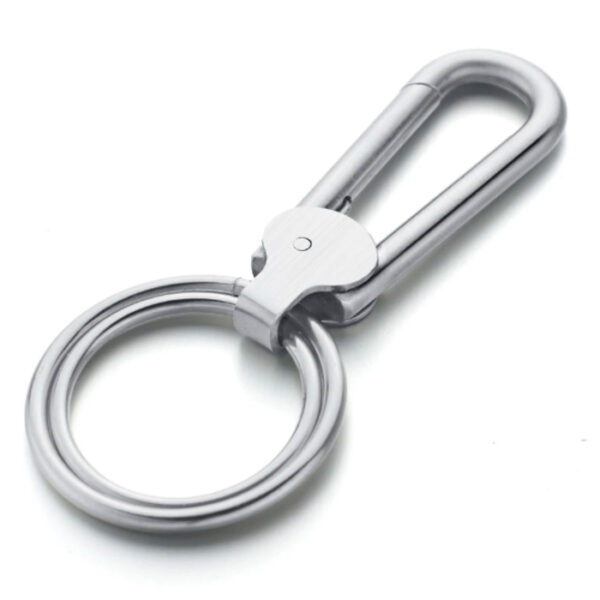 Edelstaal Sleutelhanger Zilverkleurig met Dubbel Ringen