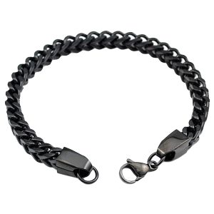 Edelstaal heren armband Box Link Black 3mm