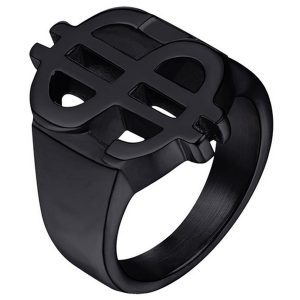 Edelstaal heren ring US Dollar Zwart-19mm