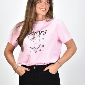 Ganni t-shirt T3771 roze