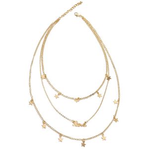 Gelaagde dames ketting goudkleurig Love Stars