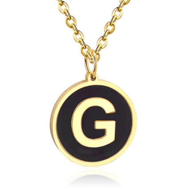 Goudkleurige Dames Schakelketting met Zwarte Kettinghanger Letter G
