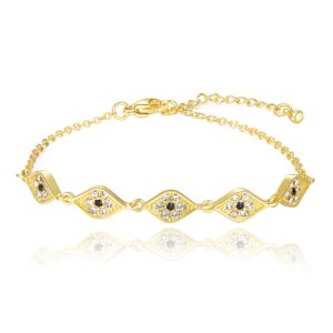 Goudkleurige Damesarmband met Witte en Zwarte Steentjes