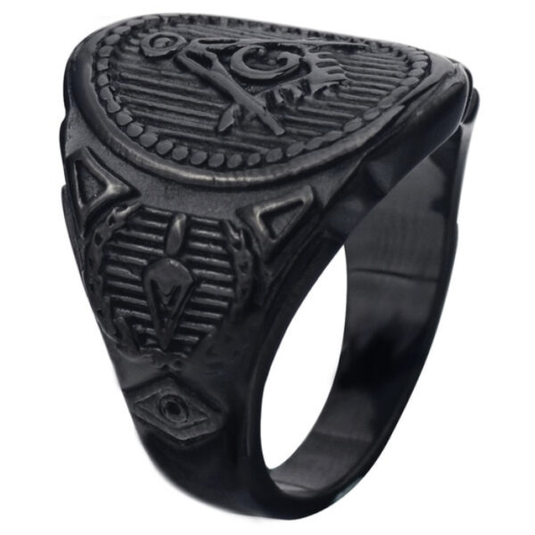 Heren ring Vrijmetselaars Edelstaal Zwart -17mm