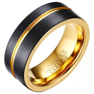 Heren ring Wolfraam Verguld Zwart Goud 8mm-20mm