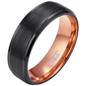 Herenring Wolfraamcarbide Zwart Rose 8mm-17mm