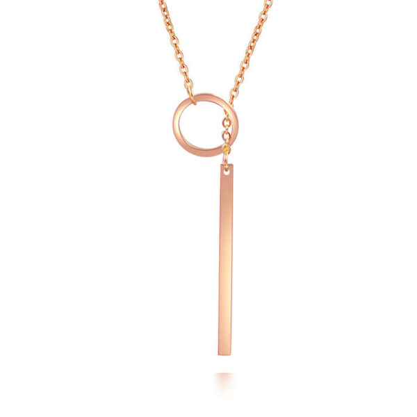 Hippe Staaf ketting Edelstaal Bar T met Cirkel Rose
