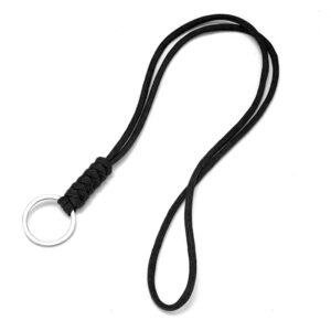 Lang Sleutelkoord Zwart Paracord met Zilverkleurige Ring