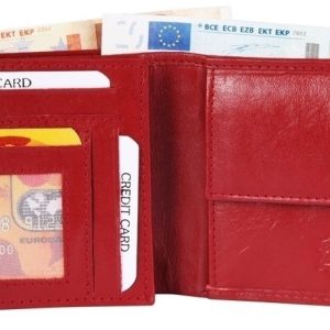 Leren portemonnee Rood Akzent Heren Soepel Leder