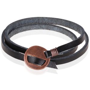 Leren Wikkelarmband LGT Jewels Verstelbaar Zwart