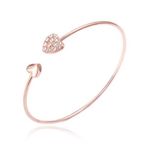 LGT JWLS Bangle Armband met Harten - Rose Gouden Coating