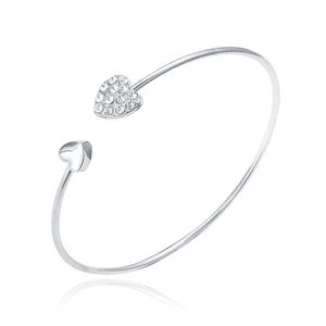 LGT JWLS Bangle Armband met Harten - Zilveren Coating