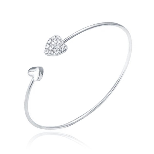 LGT JWLS Bangle Armband met Harten - Zilveren Coating