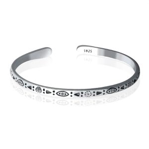LGT JWLS Vintage Manchetarmband - Tibetaans Zilver - Eye