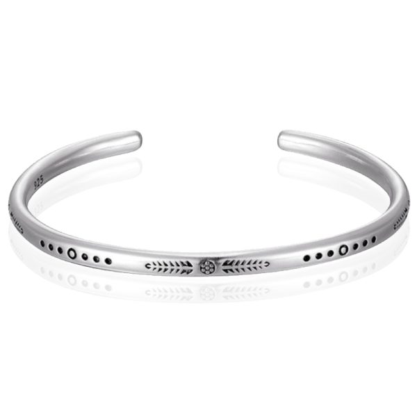 LGT JWLS Vintage Manchetarmband - Tibetaans Zilver - Flower