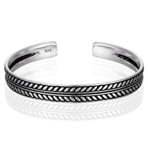 LGT JWLS Vintage Manchetarmband - Tibetaans Zilver - Grain
