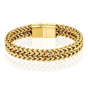 LGT JWLS Heren Armband - Dubbele Curb Chain van Edelstaal, Goud-23cm