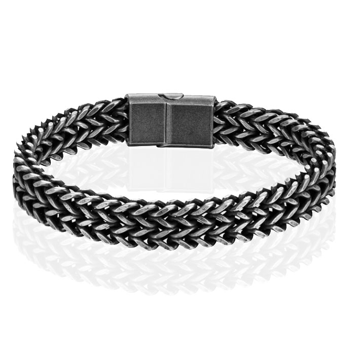 LGT JWLS Heren Armband - Dubbele Curb Chain van Retro Zilver Edelstaal-23cm