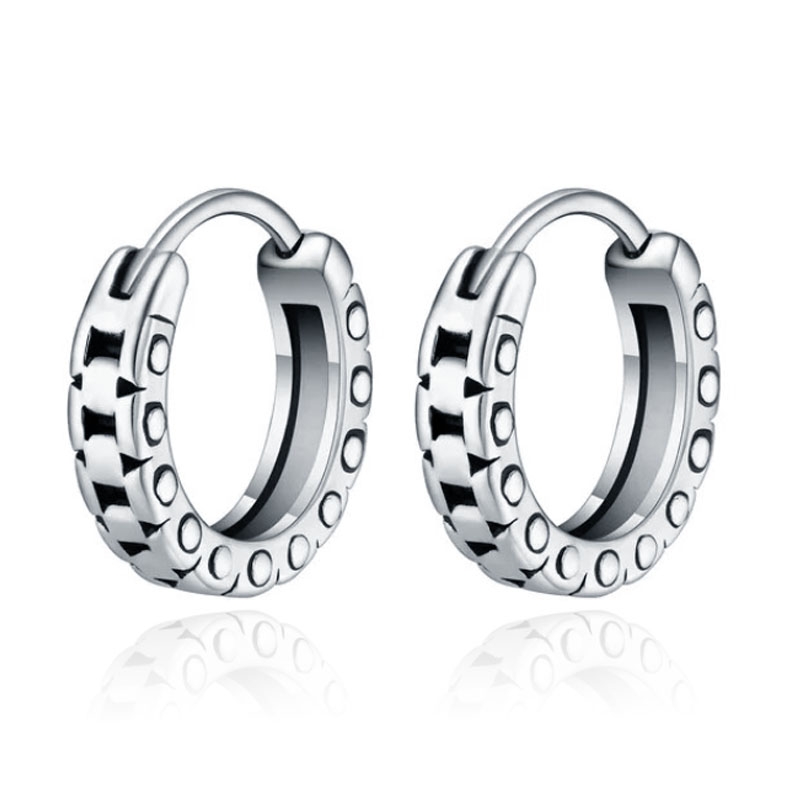 LGT JWLS Heren Oorringen - Roestvrij Staal, Zilverkleurig, Stoer Schakel Patroon 1 LGT JWLS Heren Oorringen - Roestvrij Staal, Zilverkleurig, Stoer Schakel Patroon