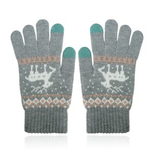 LGT JWLS Winterse Dameshandschoenen - Grijs Wit met Rendier