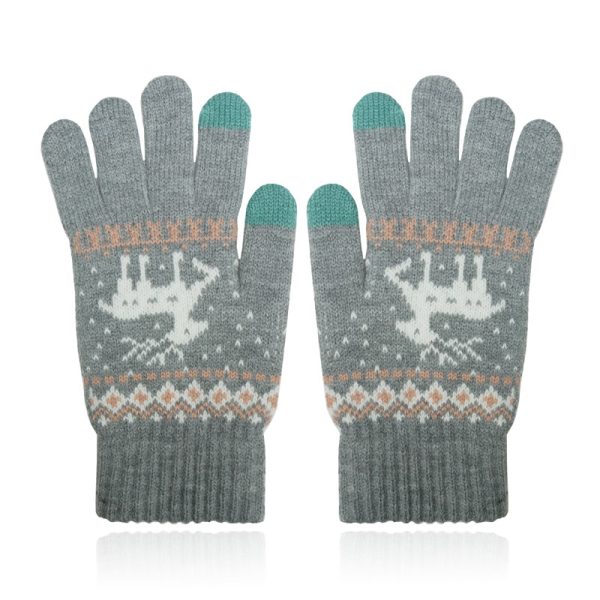 LGT JWLS Winterse Dameshandschoenen - Grijs Wit met Rendier