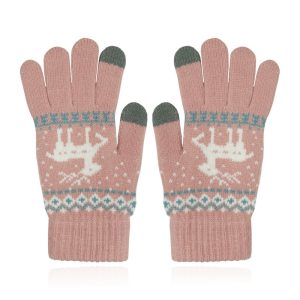 LGT JWLS Winterse Dameshandschoenen - Roze Wit met Rendier