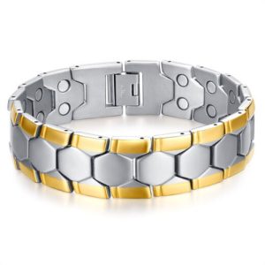 Magnetische heren armband Mendes Edelstaal Zilverkleurig Goudkleurig