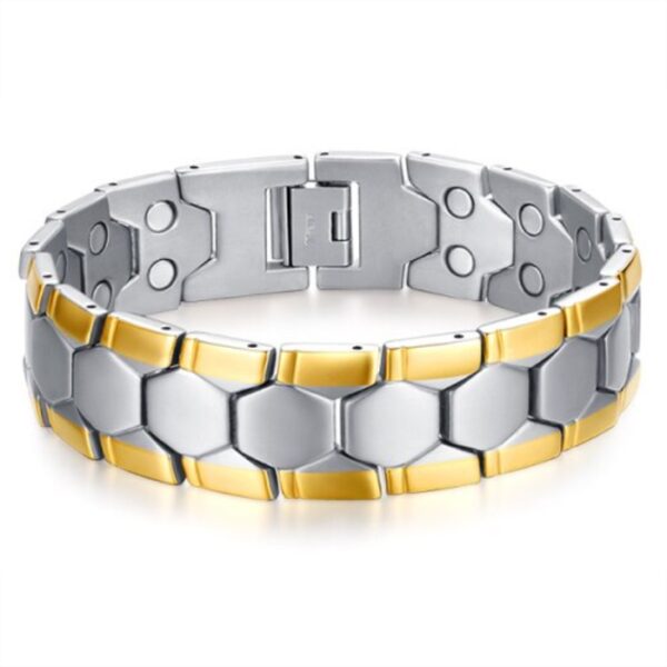 Magnetische heren armband Mendes Edelstaal Zilverkleurig Goudkleurig