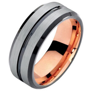 Mendes heren ring Wolfraam Rose Verguld Mat Zilver 8mm-18mm