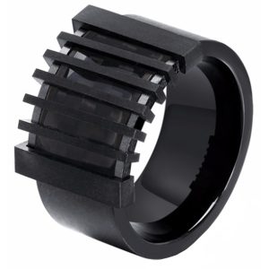 Mendes heren ring Zwart Edelstaal met Carbon-19mm