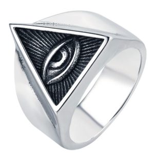 Mendes herenring Edelstaal Zilverkleurig Oog van Horus-21mm