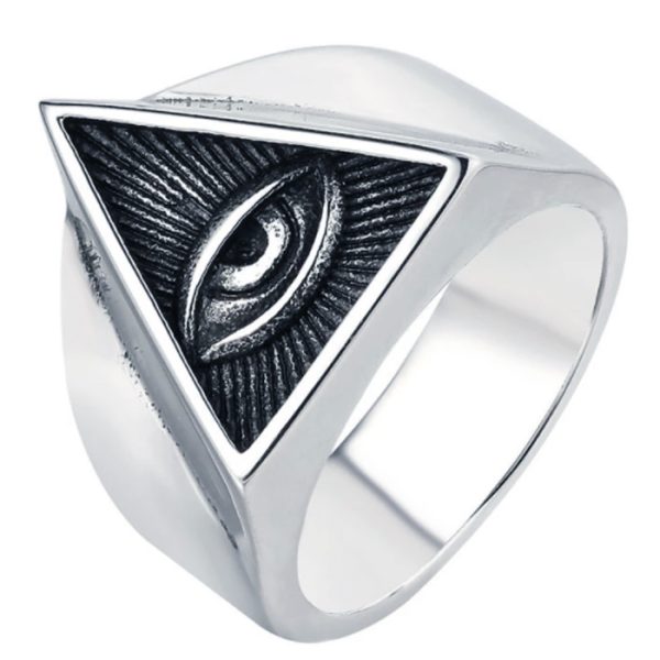 Mendes herenring Edelstaal Zilverkleurig Oog van Horus-21mm