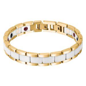 Mendes Keramieken Heren Armband Magnetische Power Goud Wit