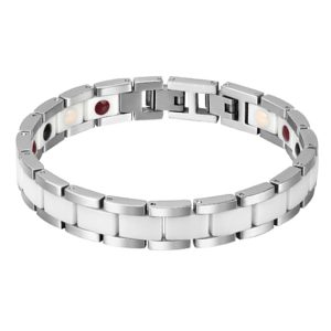 Mendes Keramieken Heren Armband Magnetische Power Zilver Wit