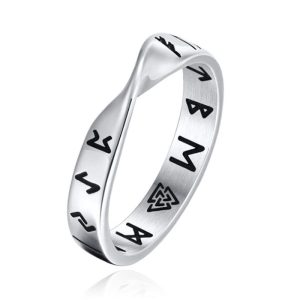 Mendes Nordic Heren Ring- Rune Script Silver-21.5mm