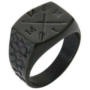 Mendes zegelring Edelstaal Zwart Arrow-18mm
