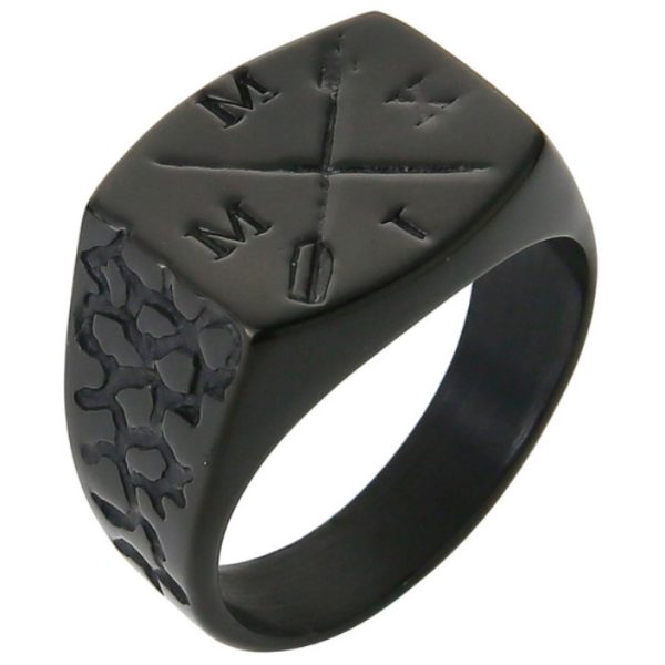 Mendes zegelring Edelstaal Zwart Arrow-18mm