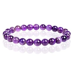Natuursteen Armband met 8mm Kralen Memphis - Amethyst