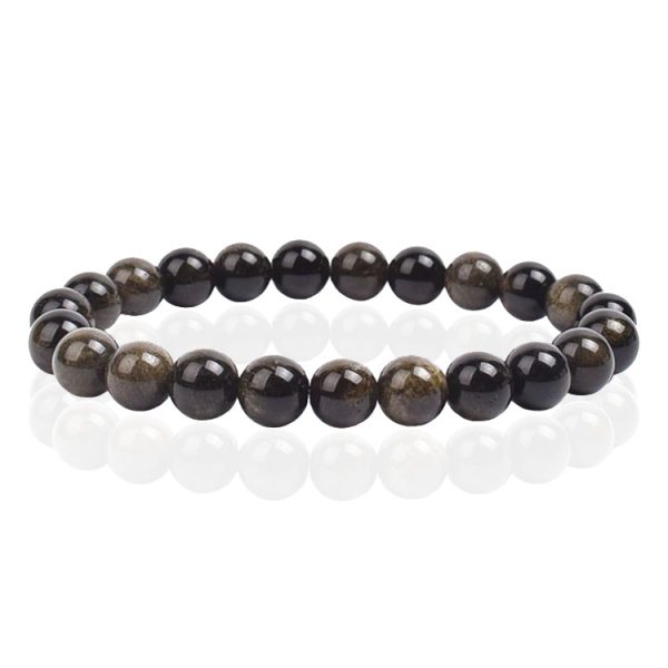 Natuursteen Armband met 8mm Kralen Memphis - Gold Obsidian