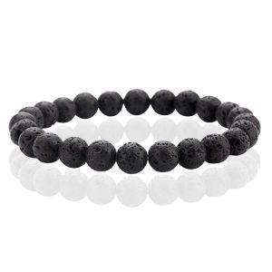 Natuursteen Armband met 8mm Kralen Memphis - Lava