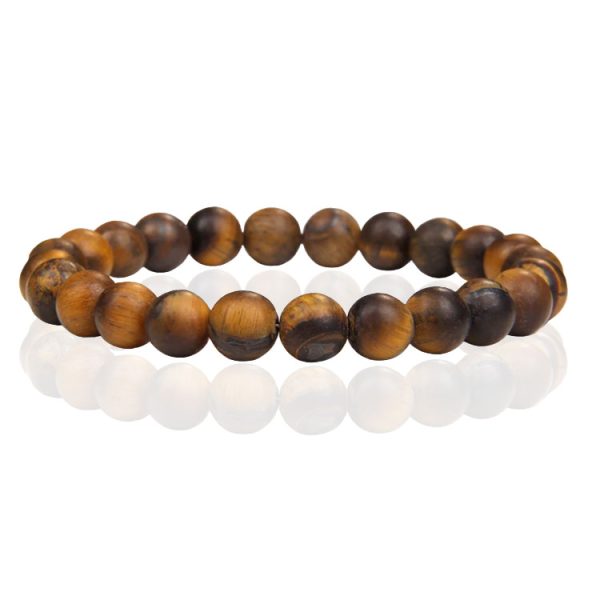 Natuursteen Armband met 8mm Kralen Memphis - Matte Tiger Eye