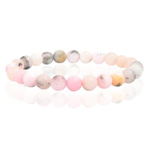 Natuursteen Armband met 8mm Kralen Memphis - Pink Opal