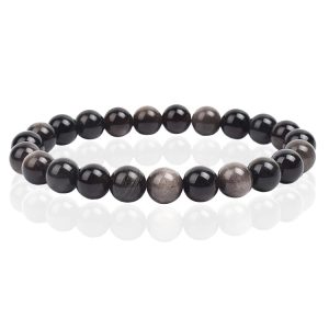 Natuursteen Armband met 8mm Kralen Memphis - Silver Obsidian