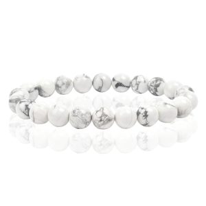 Natuursteen Armband met 8mm Kralen Memphis - White Howlite