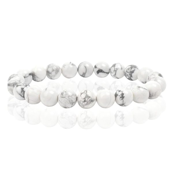 Natuursteen Armband met 8mm Kralen Memphis - White Howlite