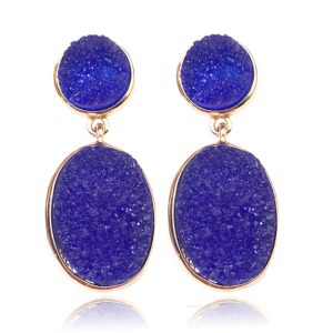 Ovale Deja Oorhangers - Resin Blue