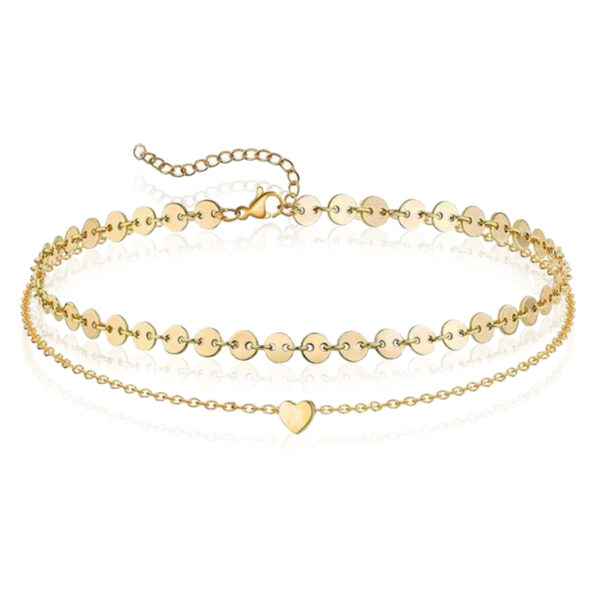 Pailetten Enkelband Heart - Goud